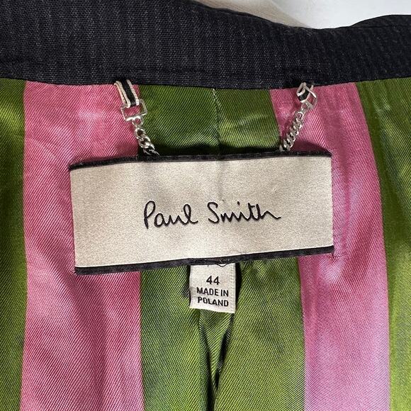 Paul Smith Women's Pinstripe Blazer Jacket 44 Black Virgin Wool Career Work - Picture 10 of 13